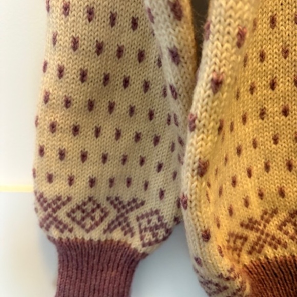 DALE of NORWAY Women's sz M (EUR 42) Nordic knit cardigan pure wool beige mauve - Picture 13 of 16